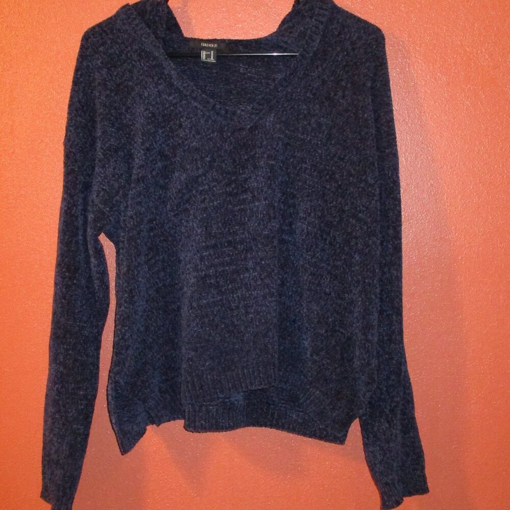 Forever 21 Sweater Woman Medium Blue Long Sleeve Outdoors Hooded Sweater
